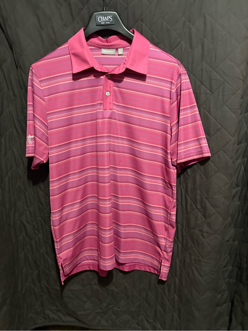 Chaps Men’s Fuchsia Striped‎ Performance Polo #2065 - Picture 4 of 4